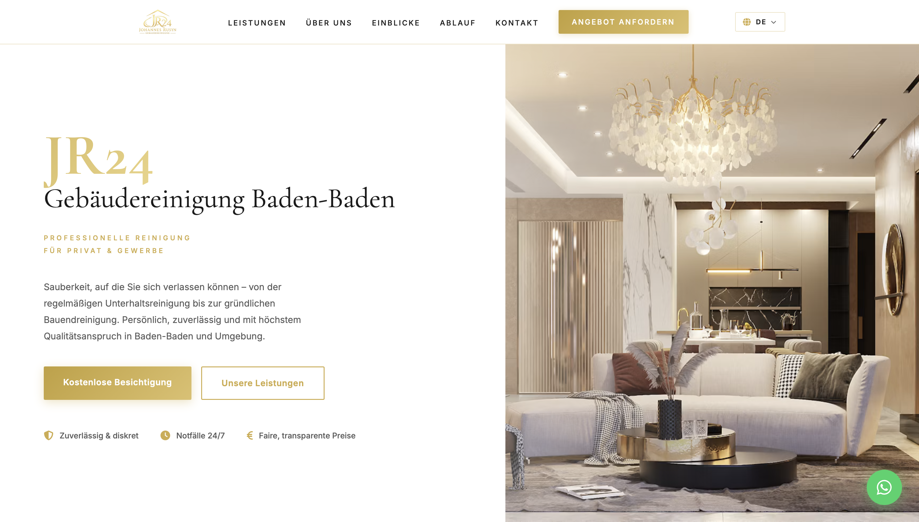 Startseite von JR24 Gebäudereinigung